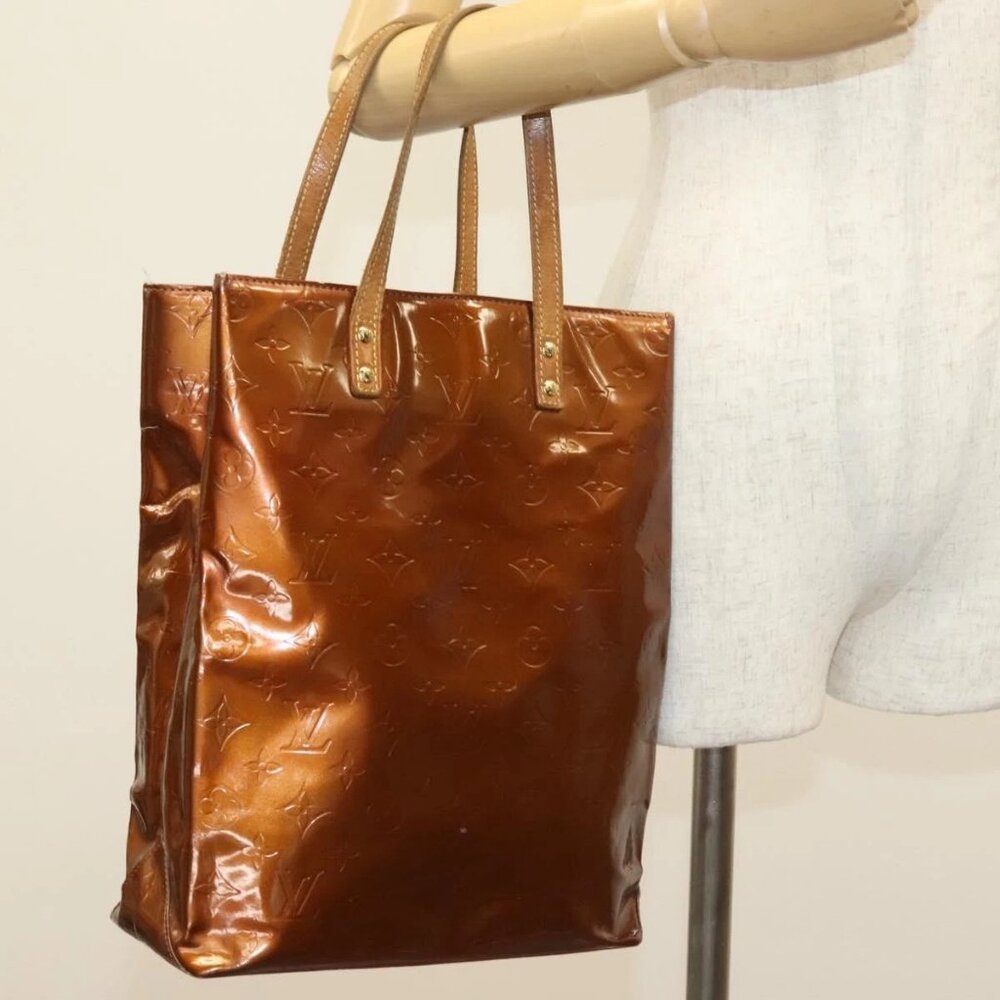 LOUIS VUITTON Monogram Vernis Reade MM Hand Bag Bronze M91143 LV Auth 137924